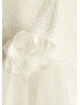 Ivory Sequin Tulle Knee Length Flower Girl Dress